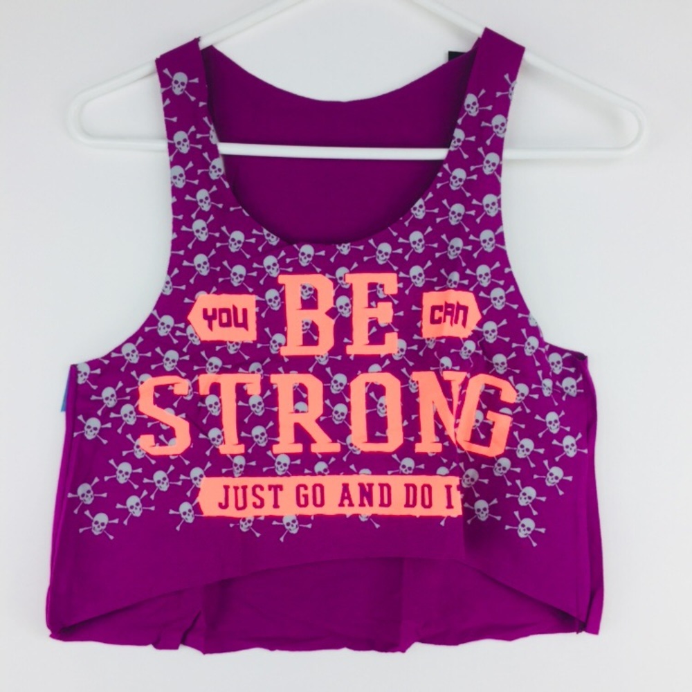 Brazilian Sports Crop Top Purple Skull Print - Picture 2 of 6